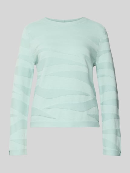 Produktfoto, Regular Fit Pullover aus reiner Baumwolle von Tom Tailor, kolor jednolity, wzór strukturalny, okrągły dekolt, długi rękaw, dzianina, bawełna