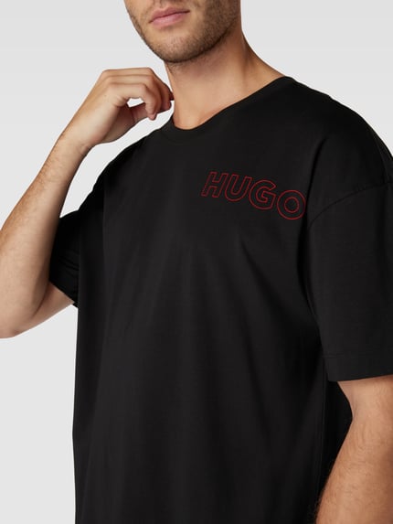 HUGO T-shirt z nadrukiem z logo Model 'Unite' Czarny 3