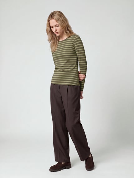 s.Oliver RED LABEL Longsleeve mit abgerundetem Saum Khaki 1