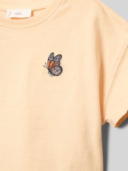 MANGO Cropped T-Shirt mit Statement-Print Apricot 2