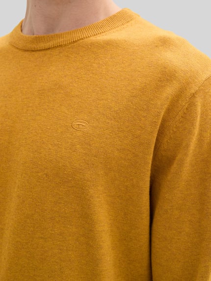 Tom Tailor Regular Fit Pullover aus reiner Baumwolle Senf 3