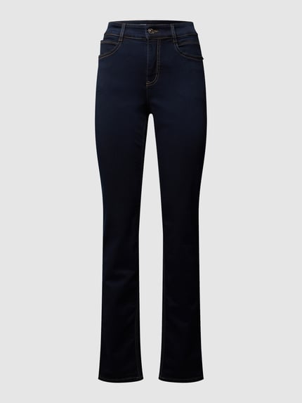 straight fit jeans met labelpatch model 'Angela' Shop The Look MANNEQUINE