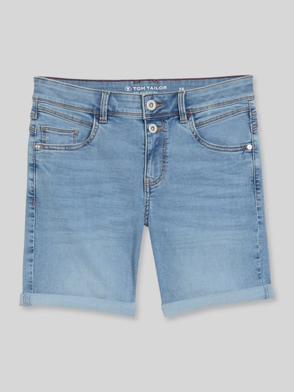 Tom Tailor regular fit korte jeans met knoopdetail Lichtblauw - 2