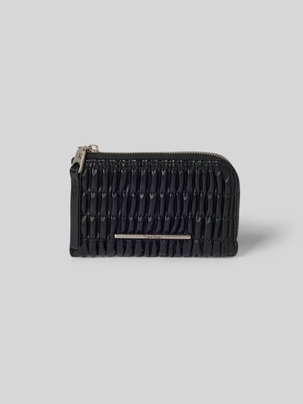 CK Calvin Klein Portemonnaie mit Strukturmuster Modell 'Ruched' Black 1