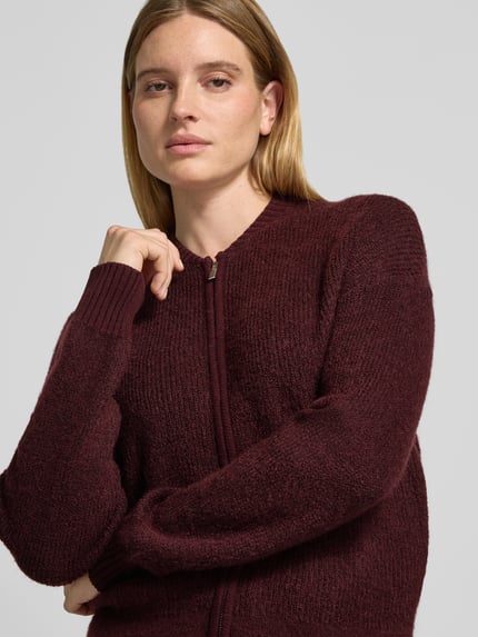 OPUS Regular Fit Strickjacke mit Mohair- und Woll-Anteil Modell 'Dobka' Bordeaux 3