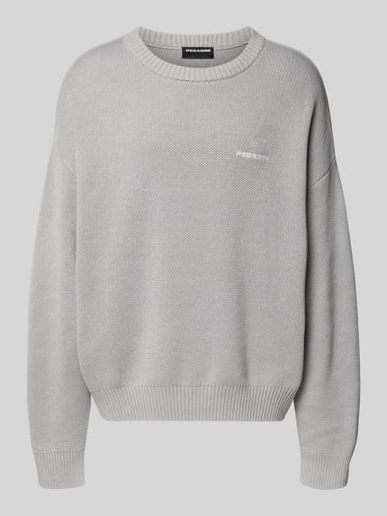PEGADOR Oversized Strickpullover mit Label-Stitching Mittelgrau Melange 2