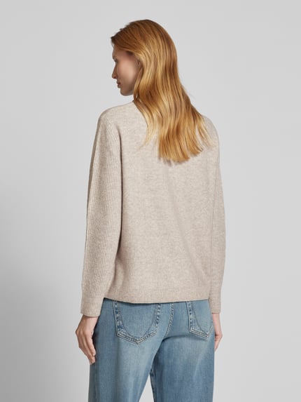 Street One Sweter z dzianiny z prążkowanymi wykończeniami Piaskowy 5