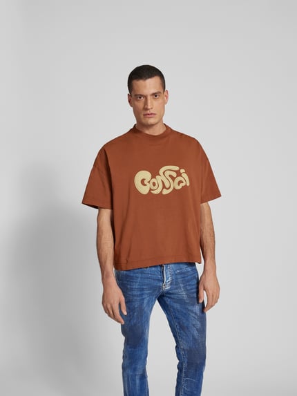 Bonsai t-shirt o kroju oversized z detal z logo Średniobrązowy 4