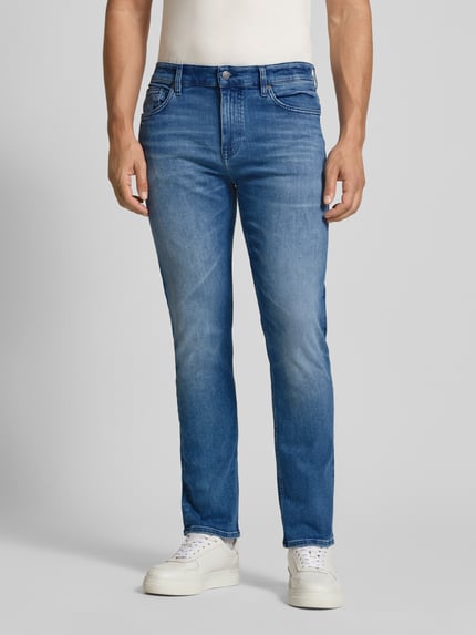 BOSS Orange Slim Fit Jeans aus Baumwoll-Mix Modell 'DELAWARE' Jeansblau 4