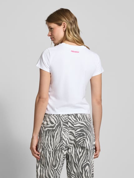 REVIEW T-Shirt mit Statement-Stitching Weiss 5