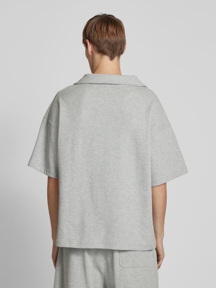 ANOTHER COTTON LAB Koszulka polo o kroju oversized z kieszenią na piersi Średnioszary melanż 5