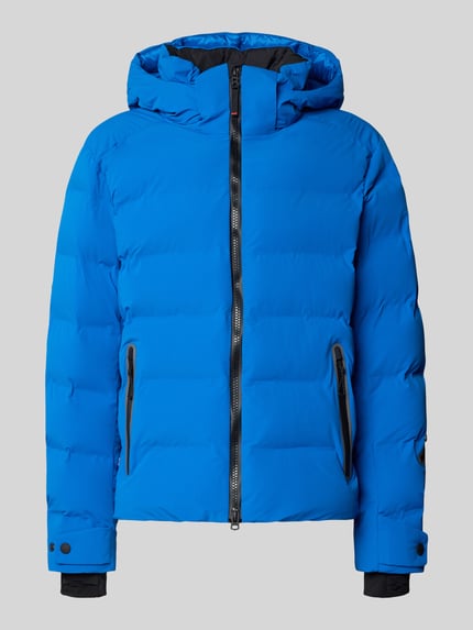 Produktfoto, Steppjacke mit Zweiwege-Reißverschluss von FIRE + ICE in Blau, sichtbare Reißverschlusstaschen, glatte Oberfläche, Regular Fit, Stretch-Anteil