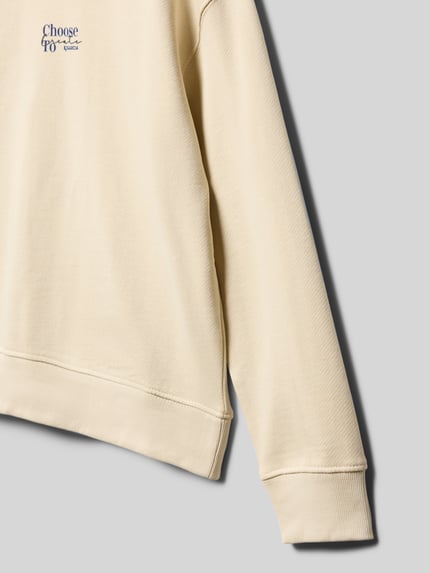Garcia Bluza o kroju regular fit z nadrukiem z logo Écru 2