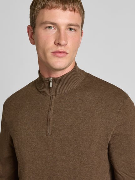 ONLY & SONS Regular fit schipperstrui van een mix van katoen en viscose, model 'LOUI' Donkerbruin gemêleerd - 3