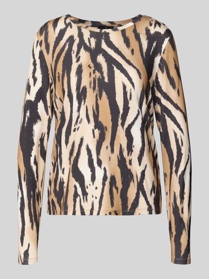 monari Shirt met lange mouwen en geribde ronde hals Cognac - 2