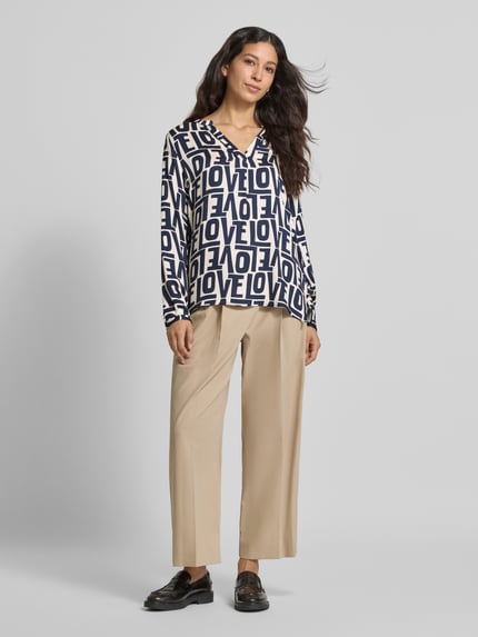Milano Italy Blouseshirt met V-hals Marineblauw - 1