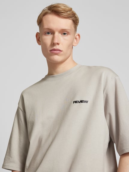 REVIEW Oversized T-shirt met labelprint Middengrijs - 3