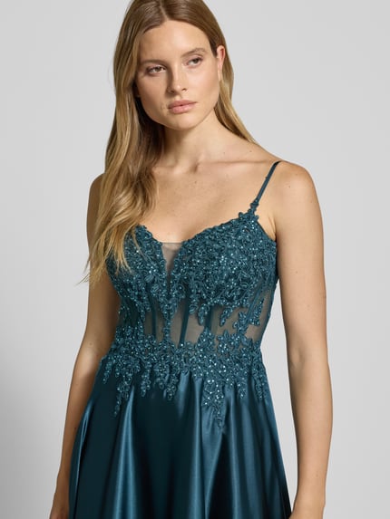 LUXUAR FASHION Abendkleid mit Herz-Ausschnitt Dunkelgruen 3