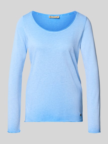 Produktfoto, Regular Fit Langarmshirt aus Baumwoll-Mix von Smith and Soul in Hellblau, Kräuselsäume, Rundhalsausschnitt, glatte Textur