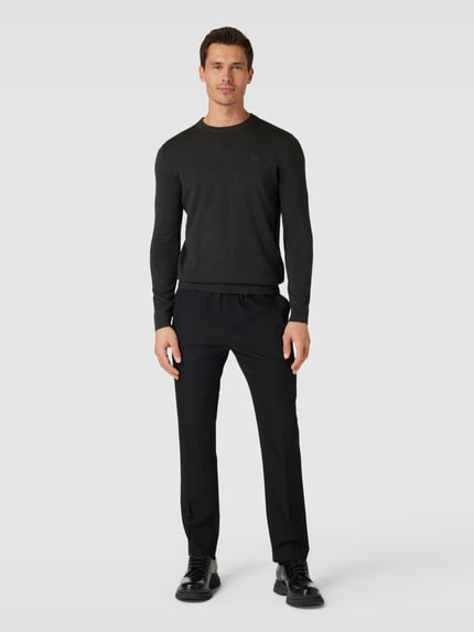 Tom Tailor Regular Fit Strickpullover aus reiner Baumwolle mit Rundhalsausschnitt Anthrazit 1