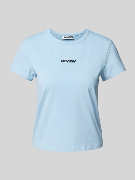 REVIEW T-Shirt mit Label-Print Hellblau 2