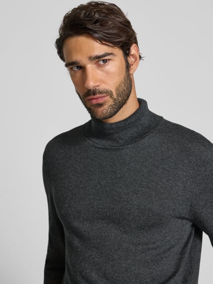 Casual Friday Rollkragenpullover mit Kaschmir-Anteil Dunkelgrau 3