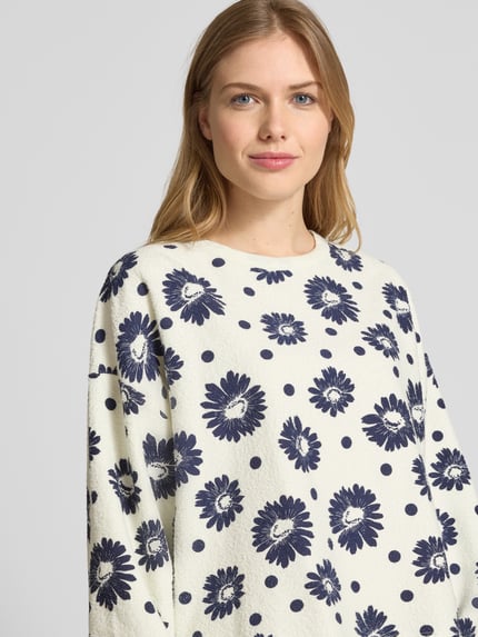 American Vintage Sweatshirt mit gerippten Abschlüssen Modell 'BOBYPARK' Offwhite 3