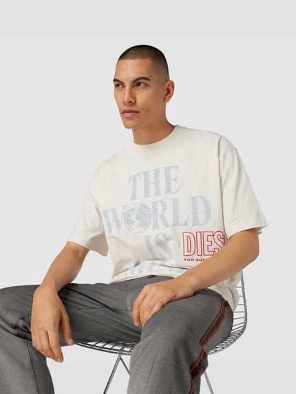Diesel Oversized T-Shirt mit Statement-Print Offwhite 3