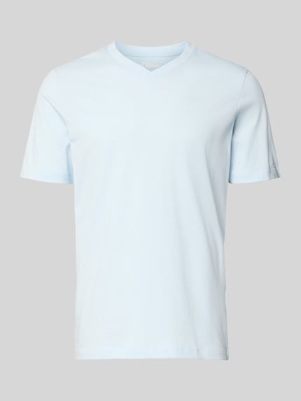 Produktfoto, Regular Fit T-Shirt aus reiner Baumwolle von s.Oliver RED LABEL, hellblau, schlichte glatte Oberfläche, Herren T-Shirt.