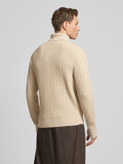 Selected Regular fit coltrui in wafelstructuur, model 'TOM' Offwhite - 5