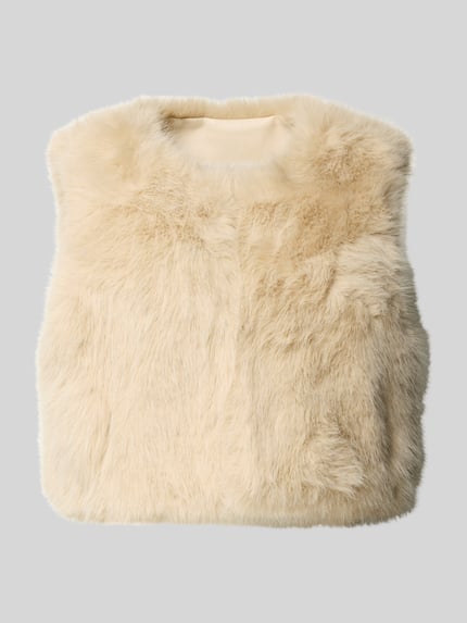 Apricot Cropped Weste aus Kunstfell mit Rundhalsausschnitt Sand 2