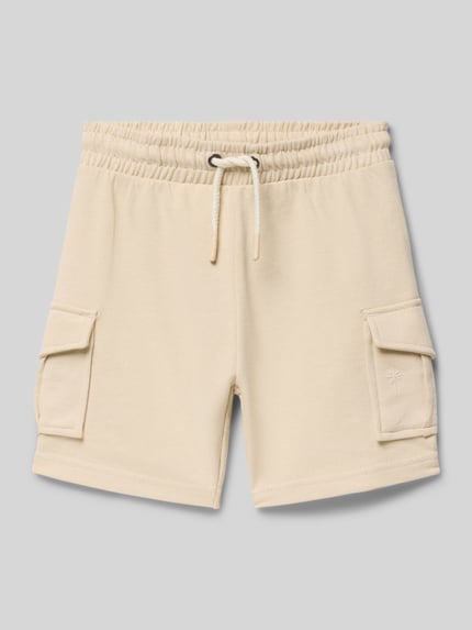 Produktfoto, Straight Fit Shorts mit Cargo-Taschen von Blue Seven in Beige, kinder, Reine Baumwolle, Elastischer Bund mit Tunnelzug, Bundweite 27 cm, Innenbeinlänge 12 cm, Größe 116, strukturierte Oberfläche