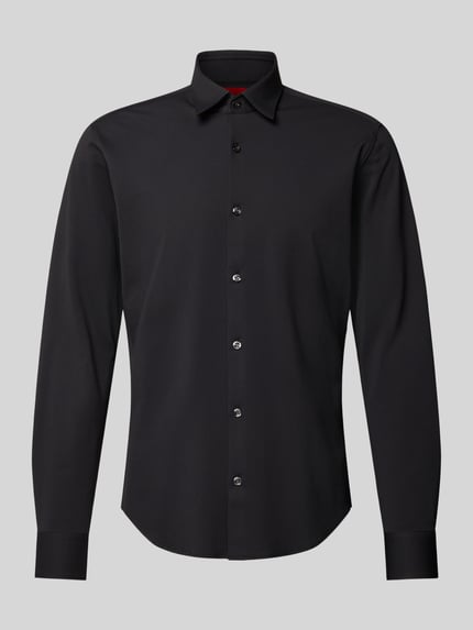 HUGO Koszula biznesowa o kroju slim fit w fakturze Model 'ERMO' Czarny 2