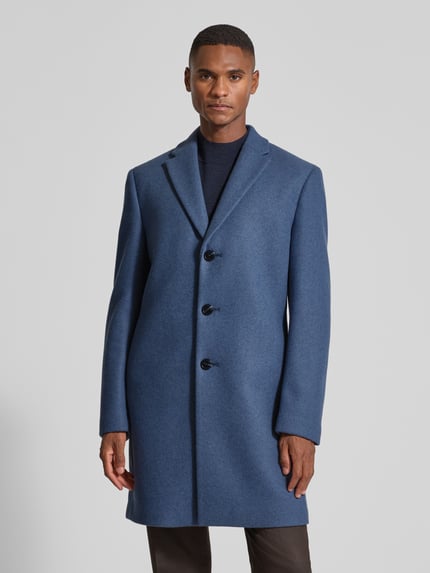 MCNEAL Regular fit lange wollen jas met reverskraag Blauw - 4
