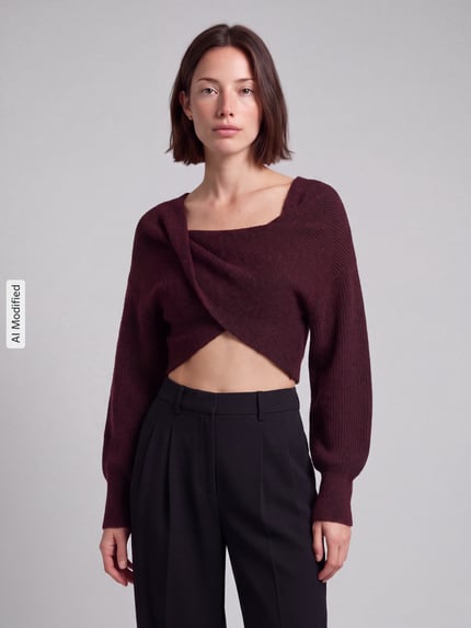PIECES Sweter w optyce kopertowej o kroju regular fit model 'AVA' Bordowy 4
