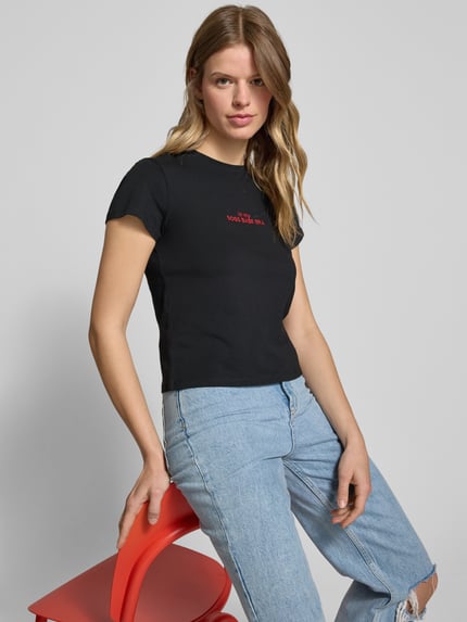 REVIEW T-Shirt mit Statement-Stitching Black 3