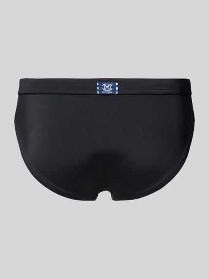 HOM Zwembroek met labelpatch, model 'SEA LIFE' Zwart - 3