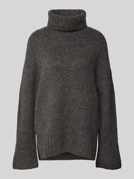 VERO MODA Loose fit coltrui met wol, model 'INGRID' Donkergrijs gemêleerd - 2