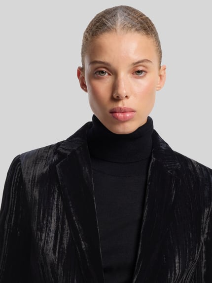 HUGO Regular Fit Longblazer mit Samtoptik Black 3