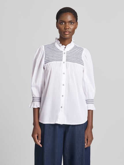 Christian Berg Woman Relaxed Fit Langarmbluse aus reiner Baumwolle Weiss 4