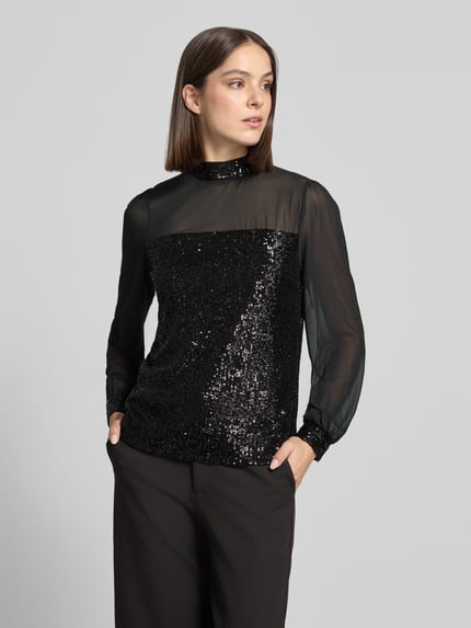 Apricot Langarmbluse mit Paillettenbesatz Black 4