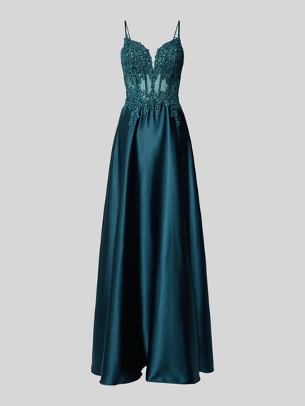 LUXUAR FASHION Abendkleid mit Herz-Ausschnitt Dunkelgruen 2