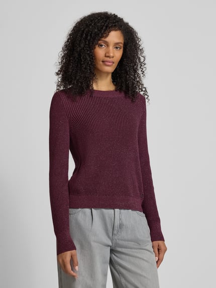 monari Gebreide pullover met ribboorden Bordeaux - 4