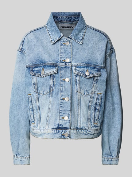 REVIEW Jeansjack met paspelzakken op de borst Lichtblauw - 2