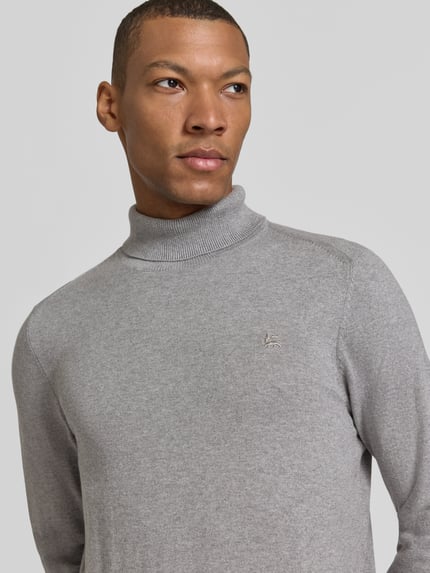 LERROS sweter z dzianiny o kroju regular fit z golfem Błękitny 3