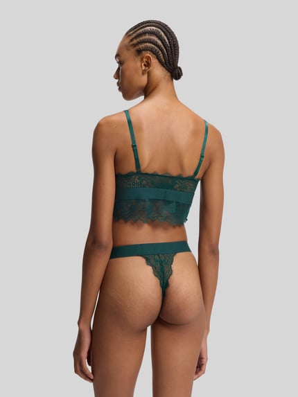 HUGO String van vrouwelijk kant, model 'STRING RL LACE' Donkergroen - 4