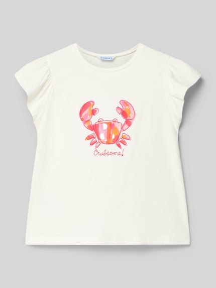 Mayoral T-Shirt mit Motiv und Rundhalsausschnitt Offwhite 1