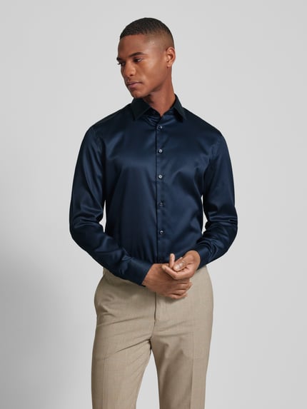 Jake*s Slim Fit Businesshemd aus Satin Marine 4