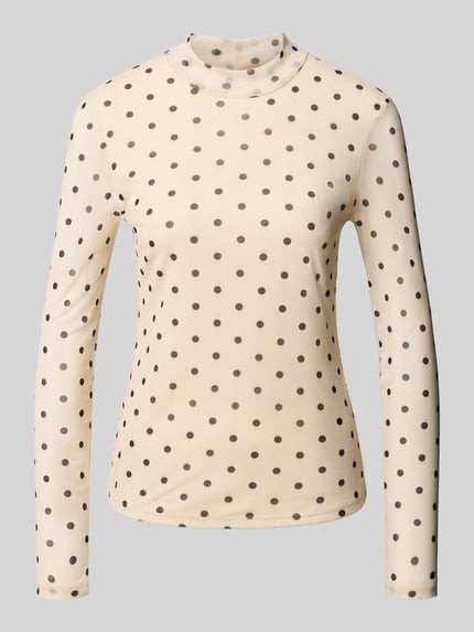 ONLY Slim Fit Langarmshirt mit Allover-Muster Modell 'ERICA' Ecru Melange 2