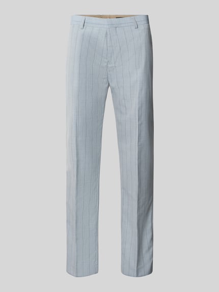 Produktfoto, Straight Fit Hose mit Leinen-Anteil Modell 'Wesley' von Matinique in Hellblau mit Bügelfalten, Gesäßtaschen und Hakenverschluss, Baumwoll-Mix